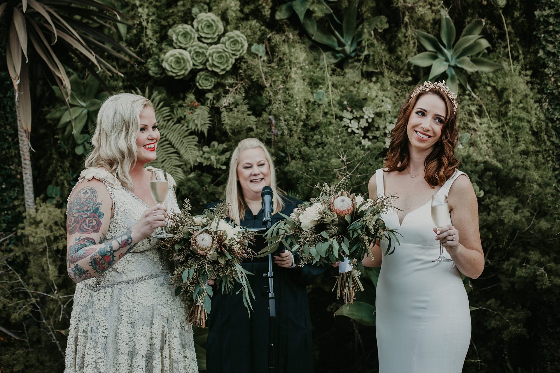 lgbt wedding ceremony toast at the Smogshoppe venue in Los Angeles 